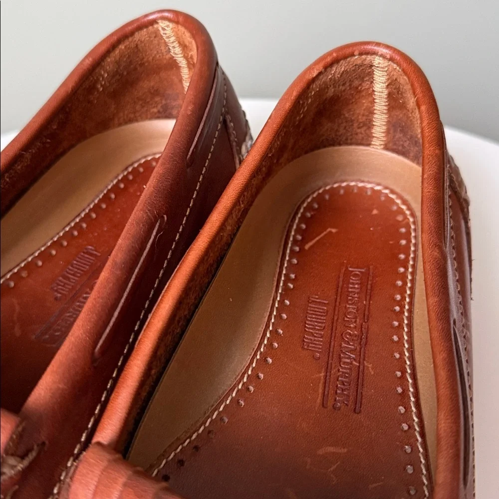Johnston & Murphy Brown Leather Tassle Kiltie Slip on Loafer Loafers 20-6110, 9B